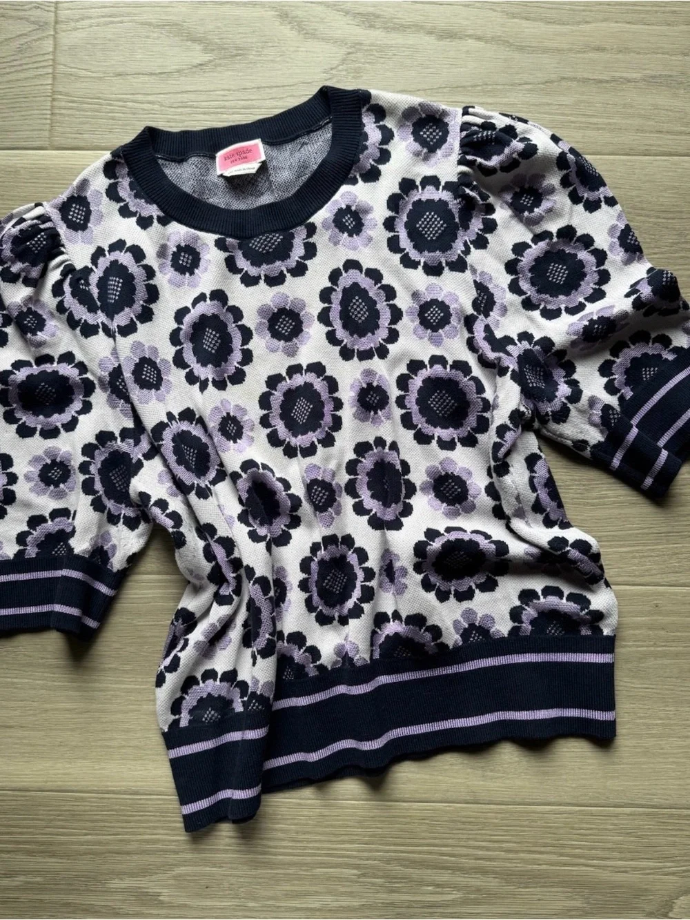 kate spade Navy and Lavender Floral Knit Sweater